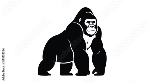 a striking black gorilla head and shoulders profile illustration silhouette