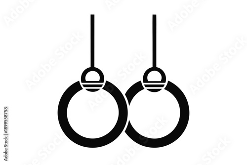 gymnastic rings silhouette line art vector illustration