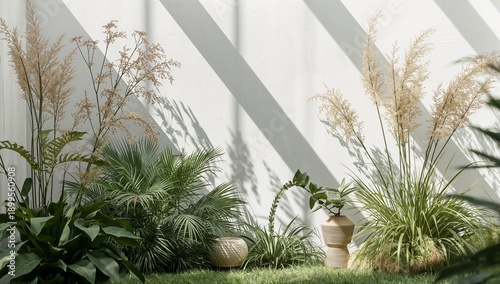 Unique Indoor Garden With Plants on a Wall at Midday Sunlight Creating Shadows