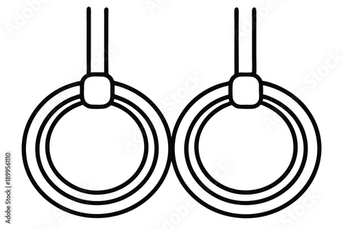 gymnastic rings silhouette line art vector illustration