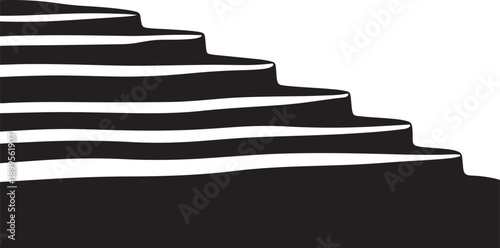 Staircase Steps Leading Upwards in Black and White Color