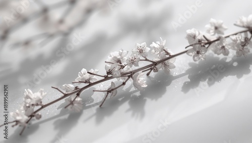 Delicate White Flowers Arranged on a Light Surface Create a Simple Natural Di...