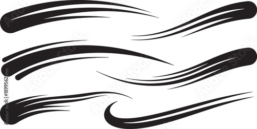 Black Brush Strokes on White Background Abstract Art Design Elements
