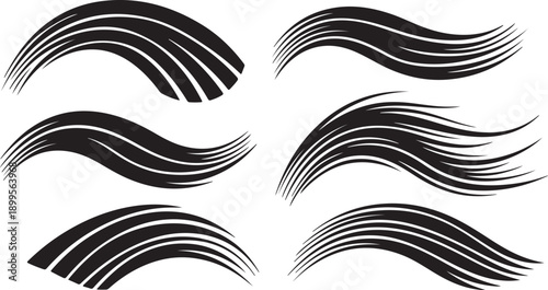 Black and white abstract curved line art designs collection