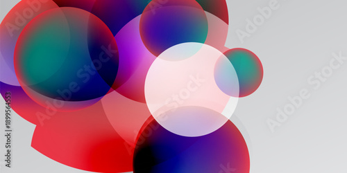 Abstract colorful circles overlap, creating vibrant gradients. Background is dark gray, offering strong contrast. Modern design element.