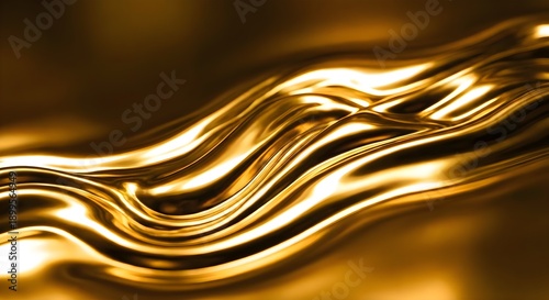 Abstract Luxury Liquid Gold Waves with High Glossy Metallic Reflection