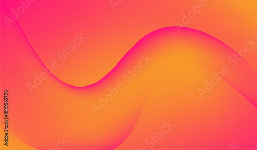 Abstract vibrant background features soft undulating shapes with smooth gradient transitions of neon pink and bright orange hues