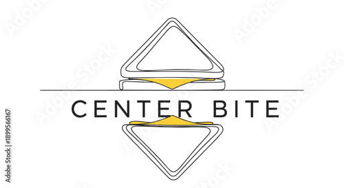 Center bite logo design with triangle shapes and yellow accents