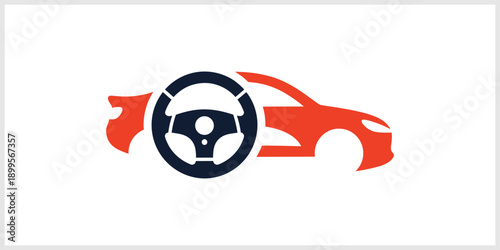 Car Steering Wheel Icon - Automotive Driving Concept.