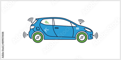 Smart Car Technology Connected Vehicle with Wi-Fi Signals.