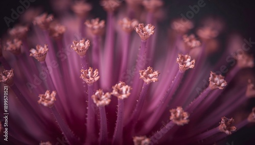 Close View of Pink Flower Parts Showing Details and Structure in a Garden Set...