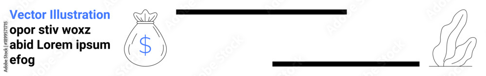 Obraz premium Finance, wealth, savings, business concepts, minimal design, investment opportunities. Visible money bag with dollar sign, minimal lines and abstract shapes. Finance and wealth in a clean design