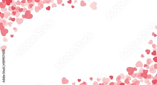 Floating Red Heart Frame on White Background, Valentine Love Border with Copy Space