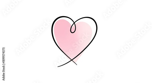 Simple pink heart illustration isolated on white background