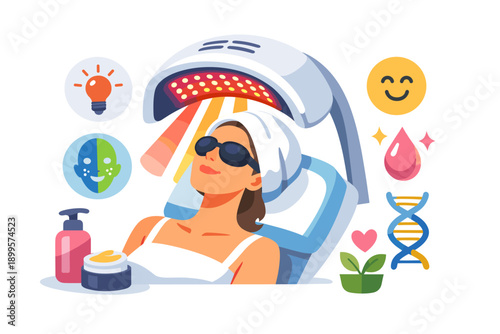Woman undergoing LED light therapy for skin rejuvenation and beauty treatments