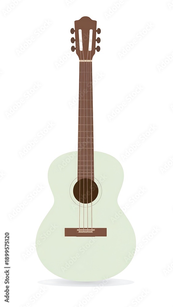 Naklejka premium A digital illustration of a pale green acoustic guitar