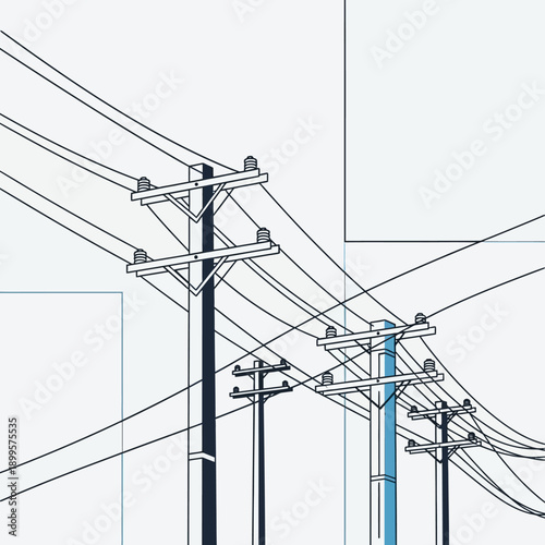 Electricity Pylons and Power Lines Structure.