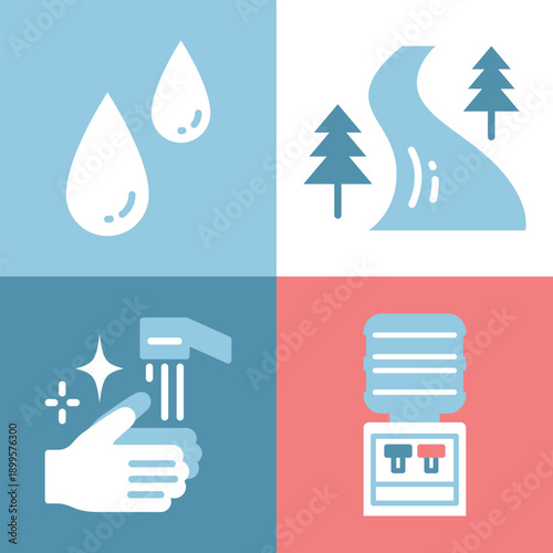 水の3色アイコンセット