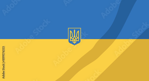 Ukranian flag with trident emblem and subtle wave design