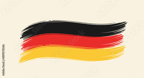 Brush stroke german flag art with bold black, red, and yellow stripes