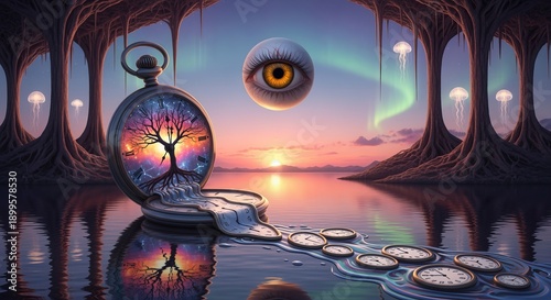 A surreal blend of unusual objects and bright colors crafting an abstract visual experience