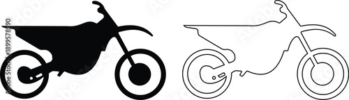 Motorcycle and scooter vector icons set, transport silhouette and outline collection, modern bike symbol group isolated on transparent background for urban mobility design