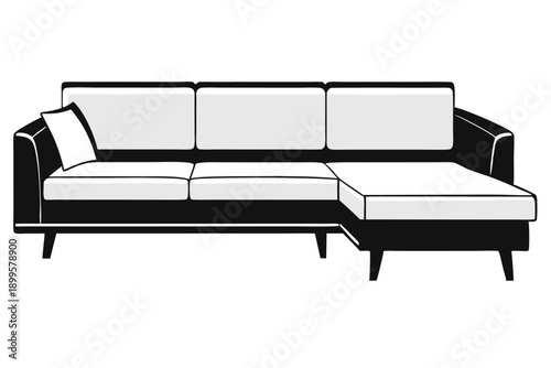 sectional sofa silhouette line art vector illustration
