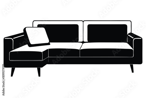 sectional sofa silhouette line art vector illustration