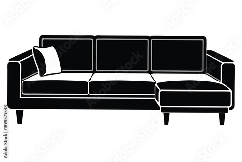 sectional sofa silhouette line art vector illustration