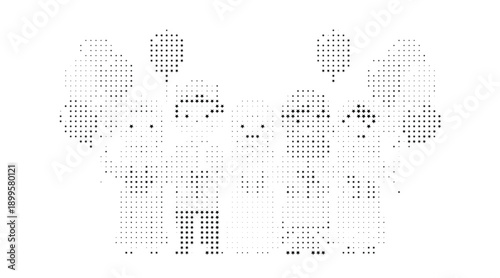 Halftone dot and star figures illustration, Abstract people star dot artwork