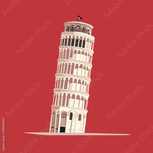 Whimsical Illustration of the Leaning Tower of Pisa