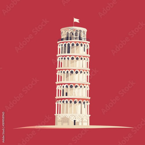 Whimsical Illustration of the Leaning Tower of Pisa