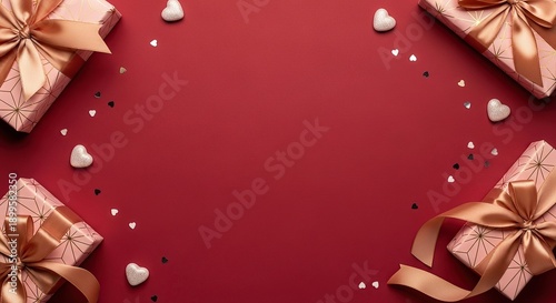 “Happy Valentine’s Day Hand-Drawn Hearts Illustration on Warm Pink Background”