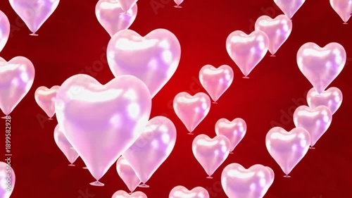 Animation of valentines day on red background
