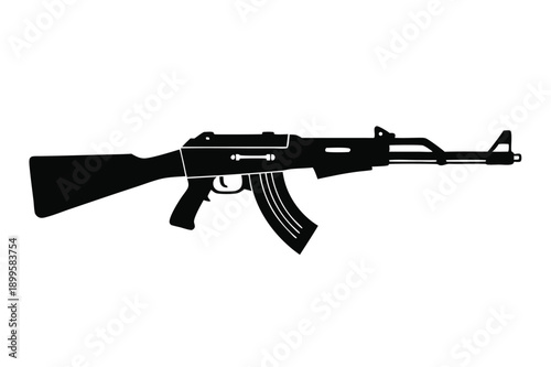 rifle silhouette line art vector illustration