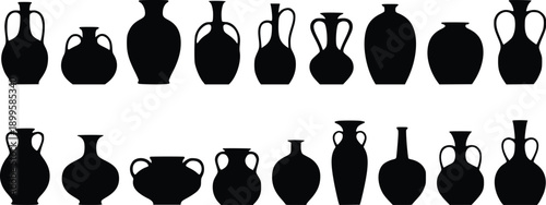 Collection of various ancient vase silhouettes in a single image