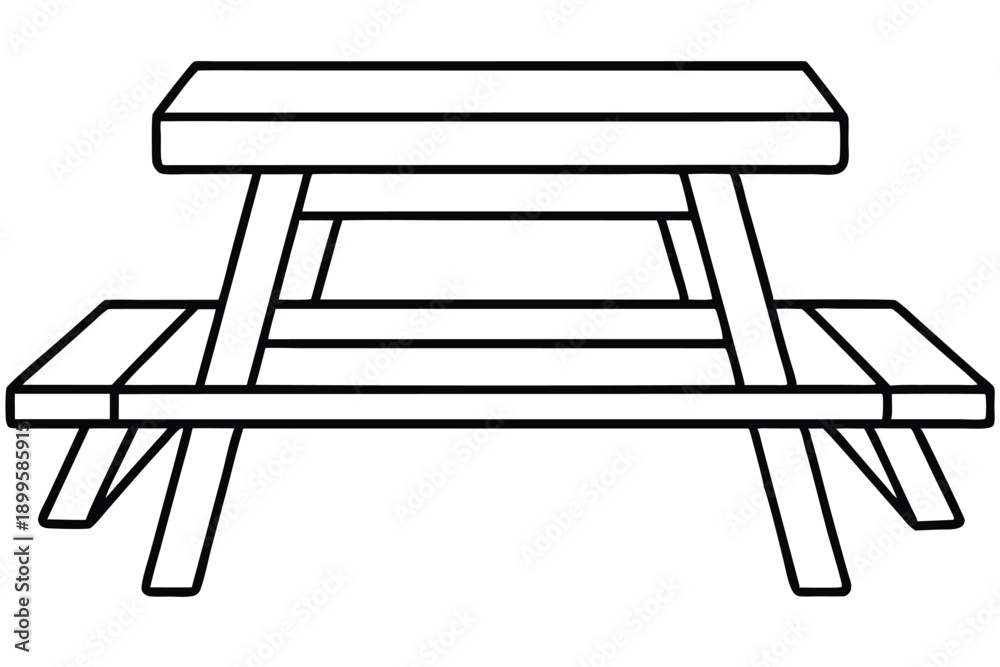 Fototapeta premium picnic table silhouette line art vector illustration