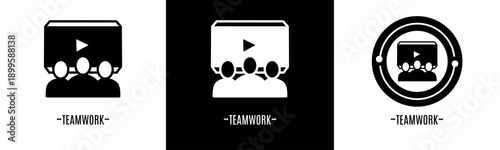 Teamwork logo set. Collection of black and white logos. Stock vector.