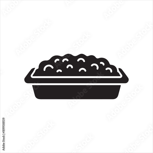  Silhouette glyph icon of a casserole dish filled with food