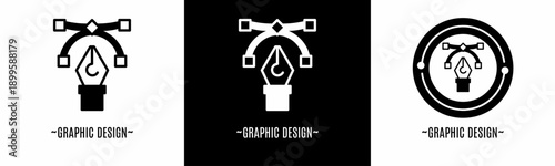 Teamwork logo set. Collection of black and white logos. Stock vector.