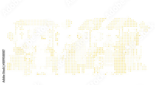 Yellow star halftone pattern forming abstract text, Creative typography made of stars