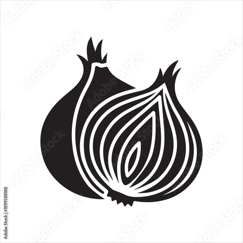  Fresh Onion with Sliced Layers Vector Icon
