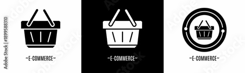 E-commerce logo set. Collection of black and white logos. Stock vector.