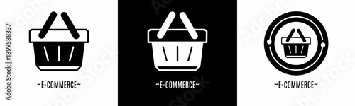 E-commerce logo set. Collection of black and white logos. Stock vector.