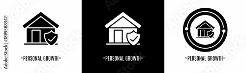 Personal growth logo set. Collection of black and white logos. Stock vector.