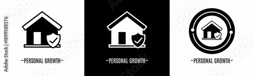 Personal growth logo set. Collection of black and white logos. Stock vector.