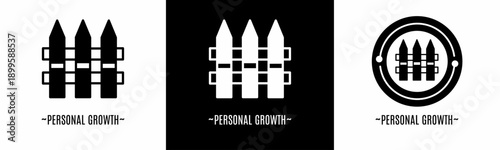 Personal growth logo set. Collection of black and white logos. Stock vector.