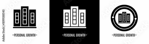Personal growth logo set. Collection of black and white logos. Stock vector.