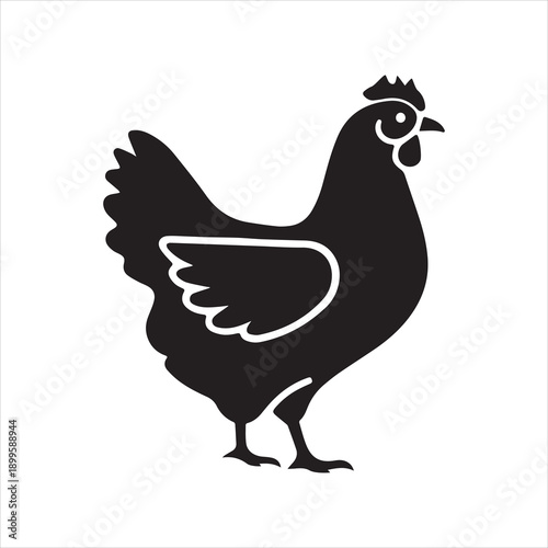 Chicken icon silhouette vector illustration on white background