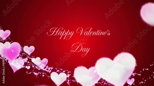 Animation of valentines day on red background
